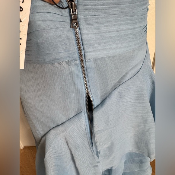 ALICE + OLIVIA Holly Low Neck Asym Ruffled Maxi Dress Mineral Blue Size 4 NWT - Picture 10 of 16